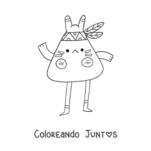 Indígena americano animado kawaii