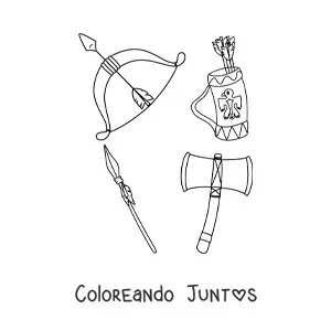 Imagen para colorear de armas de tribus nativas americanas