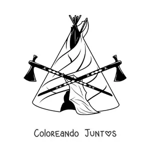 Imagen para colorear de tipi de tribus indígenas americanas