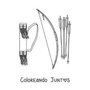 Imagen para colorear de flechas y arco de tribus nativas americanas