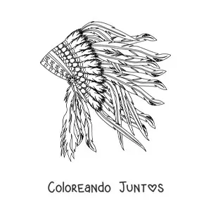 Imagen para colorear de penacho de plumas de tribus nativas americanas