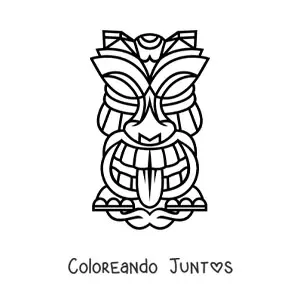 Imagen para colorear de máscara tiki fácil
