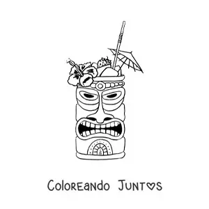 Imagen para colorear de bebida de fiesta hawaiana