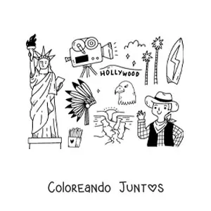 Estatua de la Libertad y símbolos de la cultura estadounidense