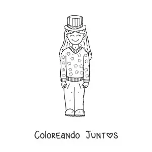 Imagen para colorear de niña celebrando la independencia de los estados unidos