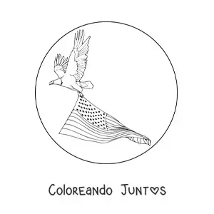 Imagen para colorear de águila sosteniendo la bandera de los estados unidos