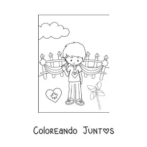 Imagen para colorear de niño celebrando el día de canadá