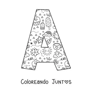 La letra A con dibujos animados