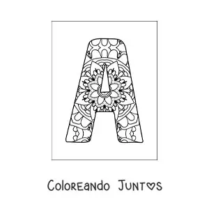 Imagen para colorear de mandala de la letra a mayúscula