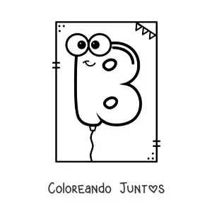 Imagen para colorear de la letra b animada con forma de globo