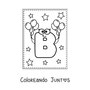 Imagen para colorear de la letra b mayúscula animada con globos