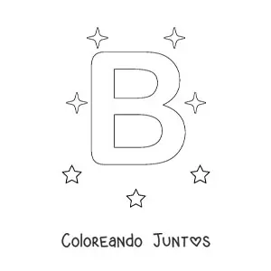 Imagen para colorear de letra b mayúscula con estrellas