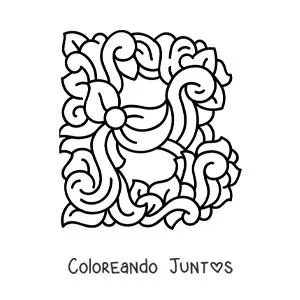 Imagen para colorear de letra b mayúscula decorada