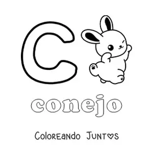 Imagen para colorear de c de conejo