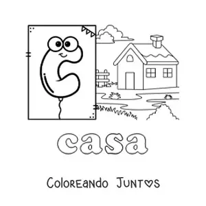 Imagen para colorear de c de casa