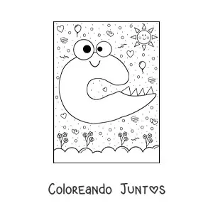 La letra C animada con forma de monstruo con dibujos animados