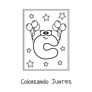 Imagen para colorear de la letra c mayúscula animada con globos