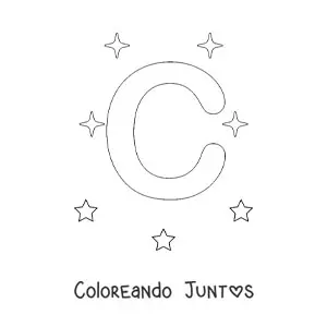 Imagen para colorear de letra c mayúscula con estrellas