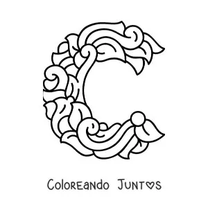 Imagen para colorear de letra c mayúscula decorada