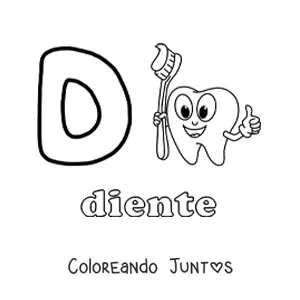 Imagen para colorear de d de diente