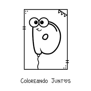 Imagen para colorear de la letra d animada con forma de globo