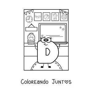 La letra D animada en la escuela