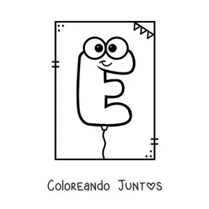 Imagen para colorear de la letra e animada con forma de globo