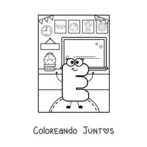 La letra E animada en la escuela