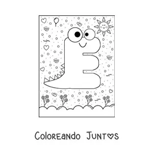 La letra E animada con forma de monstruo con dibujos animados