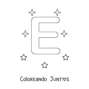 Imagen para colorear de letra e mayúscula con estrellas