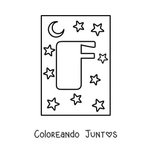 Letra F mayúscula con estrellas y una luna