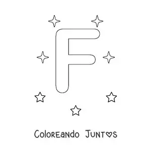 Imagen para colorear de letra f mayúscula con estrellas