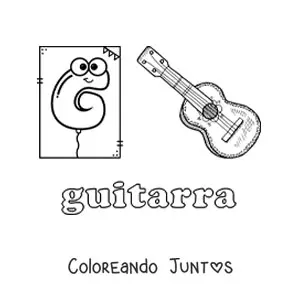 Imagen para colorear de g de guitarra