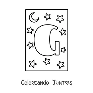 Letra G mayúscula con estrellas y una luna