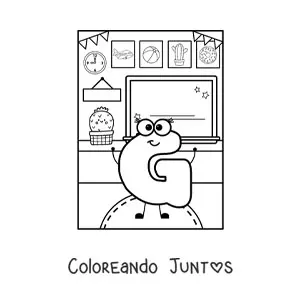 La letra G animada en la escuela