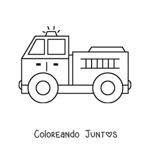 Imagen para colorear de un camión de bomberos con la sirena activa