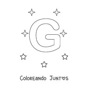 Imagen para colorear de letra g mayúscula con estrellas
