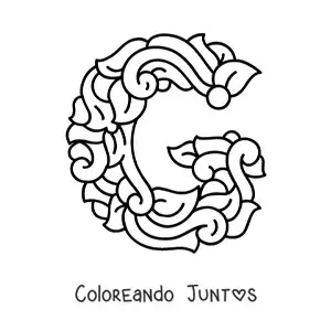 Imagen para colorear de letra g mayúscula decorada