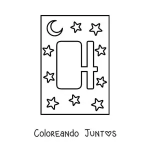 Letra H mayúscula con estrellas y una luna