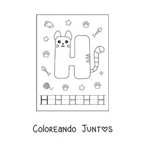 La letra H animada con forma de gato