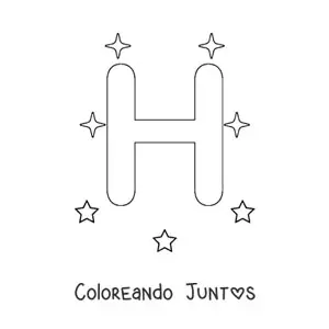 Imagen para colorear de letra h mayúscula con estrellas
